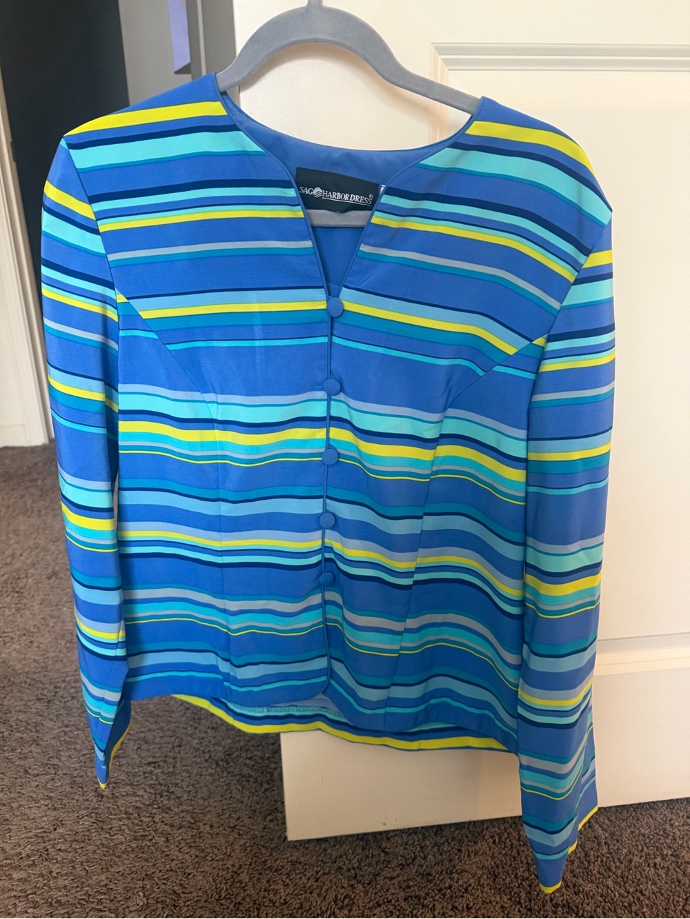 Women's Blue Striped Button-Up Blouse